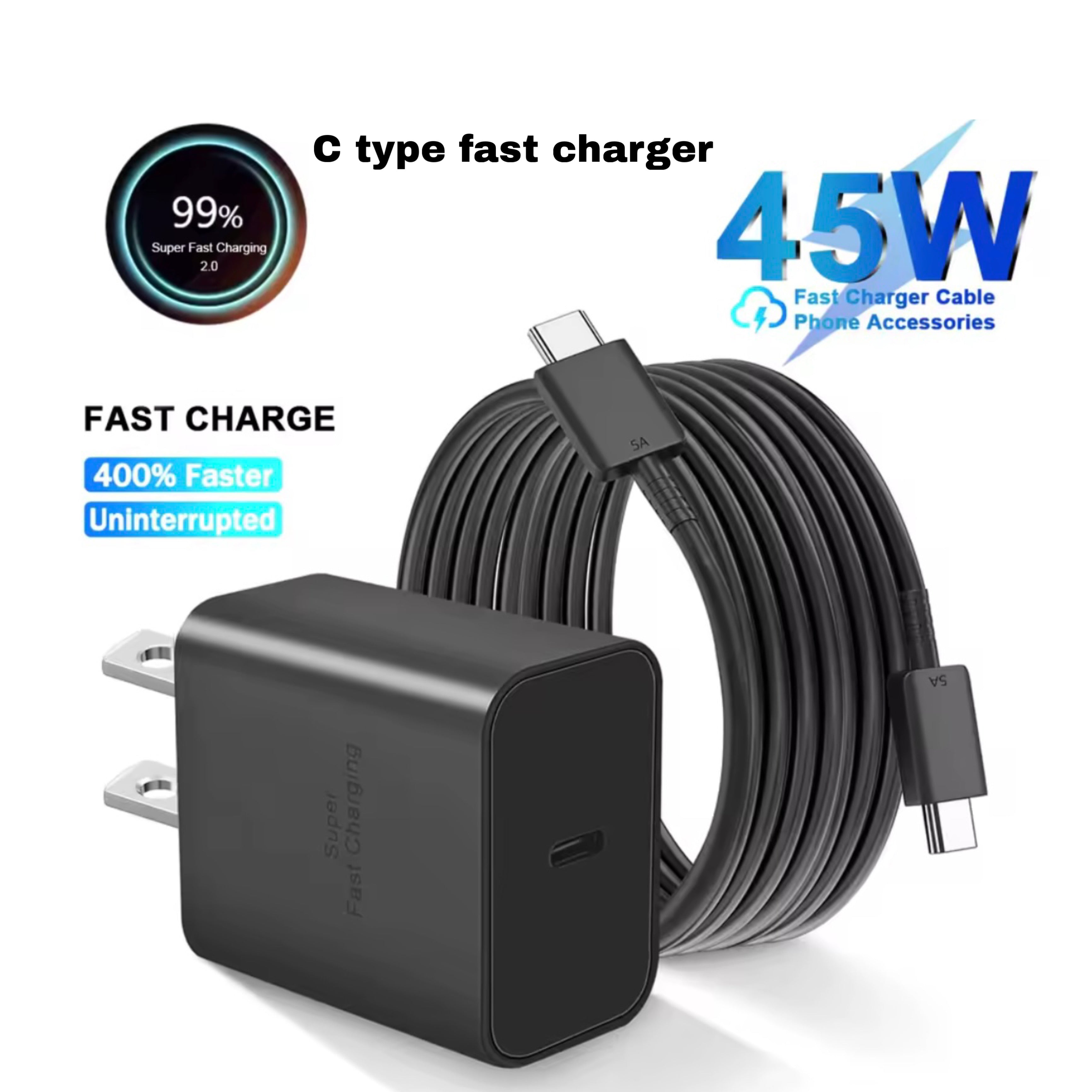 Black Fast Charging C-Type charger