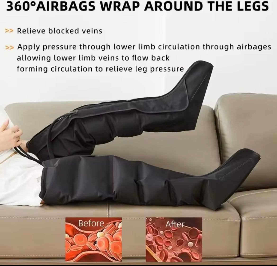 Air Pressure Leg Massager Foot Massage Boots Kneading Squeeze Deep Relaxation Calf With Remote Control