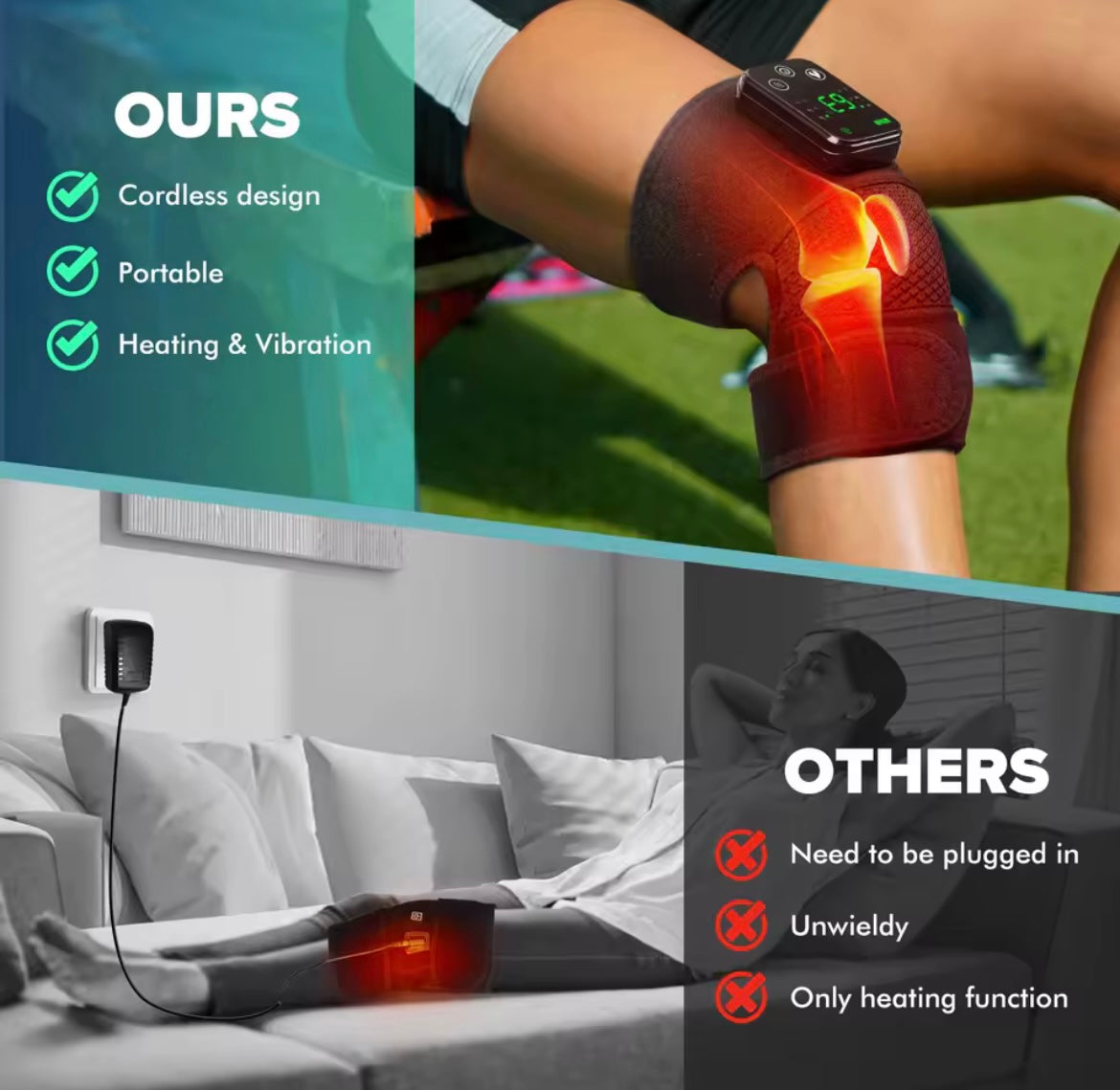 3 in 1 rechargeable heated knee, shoulder, and elbow massager