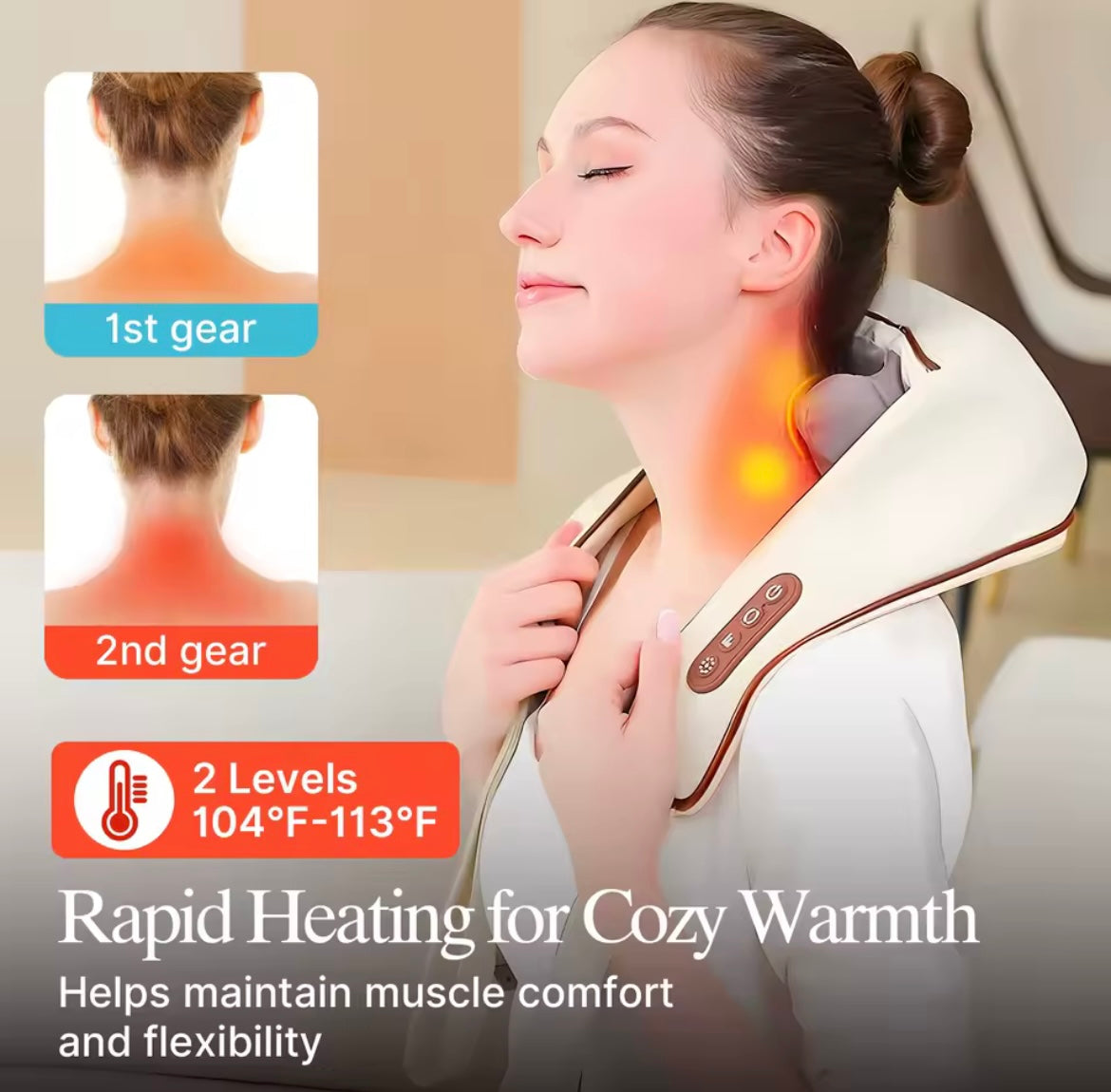 3 in 1 rechargeable heated Neck & Shoulder Massager