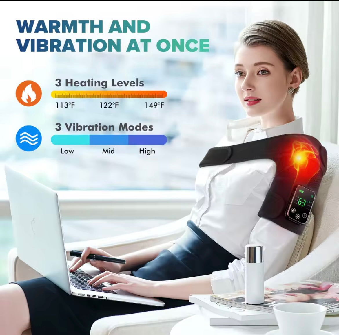 3 in 1 rechargeable heated knee, shoulder, and elbow massager